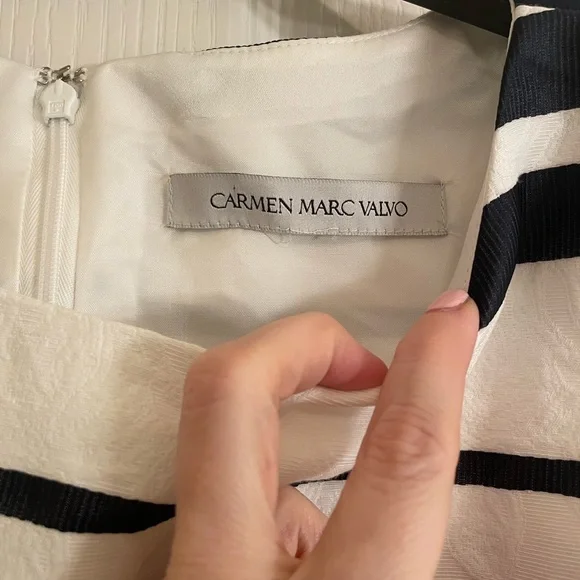 CARMEN MARC VALVO Point Of Sail Dress in Blue And White Stripe - Picture 6 of 15